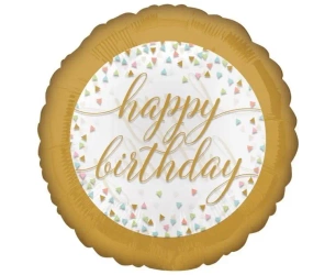 Balon foliowy Happy Birthday Pastel Confetti 46cm - Amscan