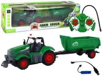 Traktor z przyczepą R/C zielony zdalnie sterowany - Leantoys