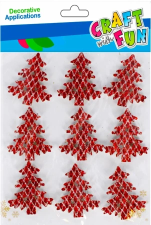 Ozdoba dekoracyjna Eva Choinka samoprzylepna Brokat 9szt 12/144