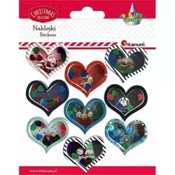 Naklejki 3D serca z zimowymi widoczkami 9szt - Titanum