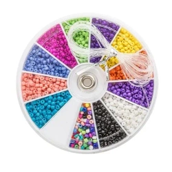 Zestaw koralików szklanych mini 2mm 12 kolorów - Dalprint dpCraft
