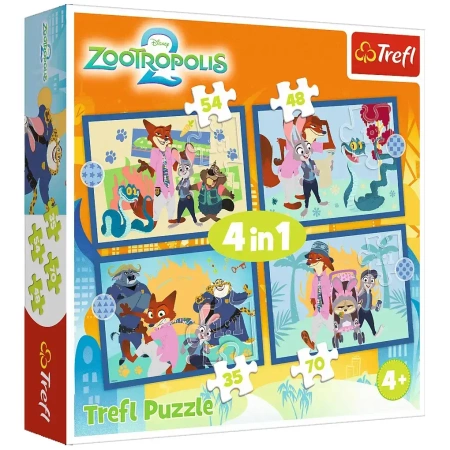 Puzzle 4w1 Zootopia pełna przygód TREFL