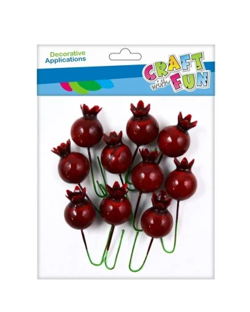 Owoc dzikiej róży na druciku 1,8cm 10szt - Craft with Fun