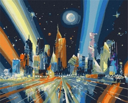 Malowanie po numerach - Promienie metropolii 40x50 - Ideyka