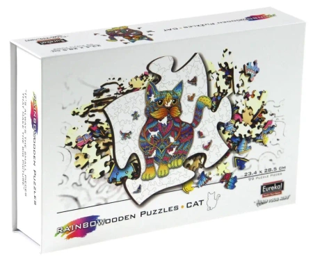Puzzle 99 drewniane kolorowe Kot - EUREKA 3D