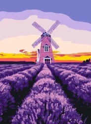 Malowanie po numerach - Wiatrak i lawenda 30x40cm - Qbee