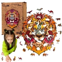 Puzzle drewniane eko 133 Lew afrykański A3 - PuzzleOK