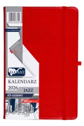 Kalendarz 2026 A5 dzienny Jazz czerwony - praca zbiorowa