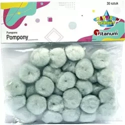 Pompony akrylowe 25mm szare 30szt - Titanum