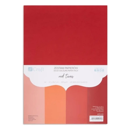 Zestaw papierów A4 20 arkuszy Red tones 220g - Dalprint