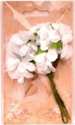 Kwiaty materiałowe białe 4cm 6szt - Galeria Hobby