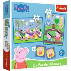 Puzzle 2w1 + memos Radosne chwile ze Świnką Peppą - Trefl