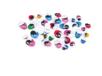 Ruchome oczka owalne z kolorowymi rzęsami 36szt - Brewis