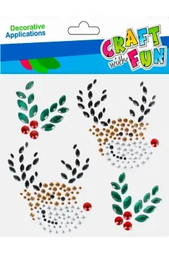 Ozdoba Dekoracyjna Samoprzylepne BoŻe Narodzenie KrysztaŁki Renifer Craft with Fun 501889