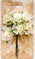 Kwiaty materiałowe kremowe 3cm 6szt - Galeria Hobby