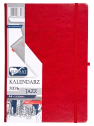Kalendarz 2026 A4 dzienny Jazz czerwony - praca zbiorowa