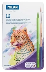 Kredki akwarelowe bezdrzewne 12 kol + pędzel - MILAN