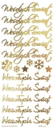 Naklejki ażurowe Wesołych Świąt złote 16szt - Dalprint dpCraft