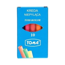Kreda szkolna niepyląca kolorowa 10szt TOMA