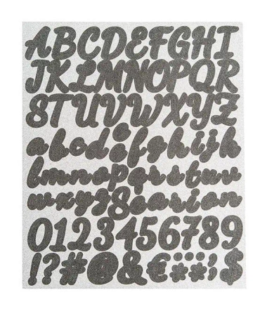 Naklejki z brokat Litery cyfry znaki czarne 83szt - Dalprint