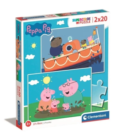 Puzzle 2x20 Super Kolor Peppa Pig - Clementoni