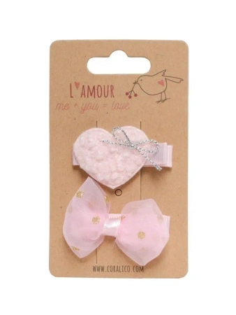Klipsy z serduszkiem i kokardką - Praca zbiorowa