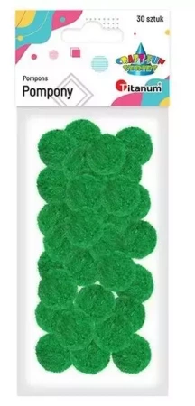 Pompony poliestrowe 25mm zielone 30szt - Titanum