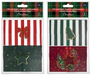 Koperty podarunkowe z gumka 2szt Christmas mix - INTERDRUK