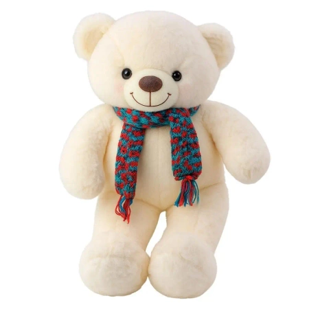 Miś pluszowy biały w kolorowym szaliku 55cm - Leantoys