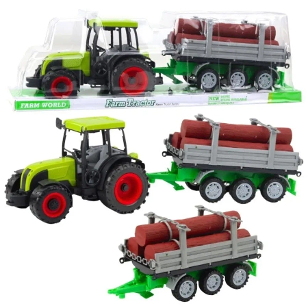 Traktor rolniczy z przyczepą do drewna - Leantoys