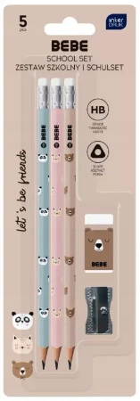 Zestaw ołówki z gumką + temperówka i gumka BEBE FriendsGirls - Interdruk