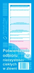 Potwierdzenie odbioru nieczystości ciekłych w zlewni - MICHALCZYK i PROKOP druki