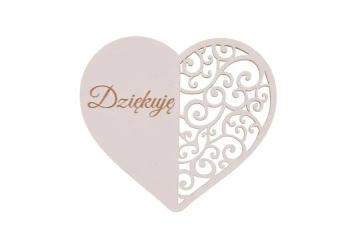 Drewniany napis - Dziękuję 5szt biały - Cresco