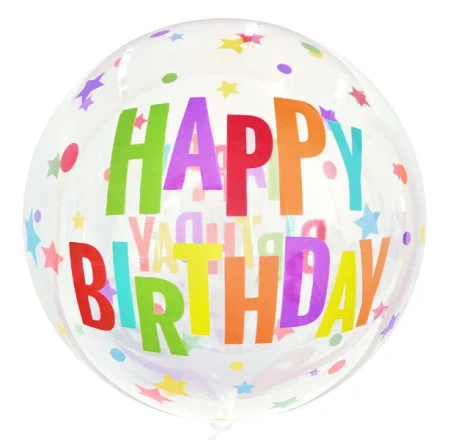 Balon Aqua kryształowy, Happy Birthday gwiazdy - Godan