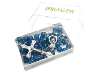 Różaniec jerozolimski niebieski w pudełku - Art Sacrum