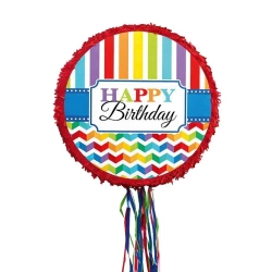 Piniata Birthday Brights papier / plastik 45x45x8, - Amscan
