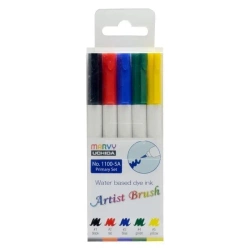 Flamastry Artist Brush Primary 5 kolorów - Marvy