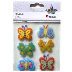 Naklejki foliowe 3D motyle mix 6szt - Titanum