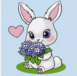 Malowanie po numerach - Króliczek z hortensjami - Ideyka