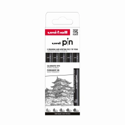 Cienkopis kreślarski PIN 200 czarny różne grubości 01-09 5szt. - UNI