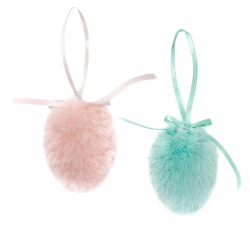 Zawieszki futerkowe jajka 6cm pastelowe 2 szt. - dp Craft