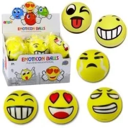 Piłka do odbijania Emotka żółta 10cm MIX - Leantoys