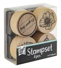 Drewniany zestaw stempli 4szt blue - Grafix