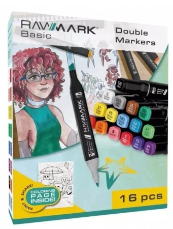 Markery alkoholowe dwustronne Basic 16szt - Rawmark