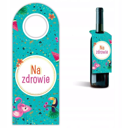 Zawieszka na butelkę NA ZDROWIE FLAMINGI