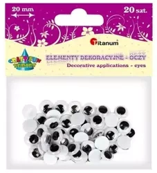 Oczy bez kleju i rzęs 20mm 20szt - Titanum
