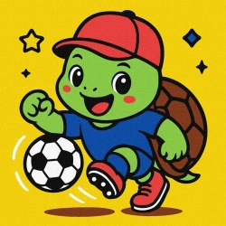 Malowanie po numerach - Żółwik gra w piłkę nożną - Ideyka