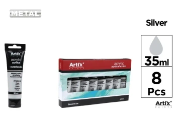 Farba akrylowa srebrna 35ml (8szt) - Artix