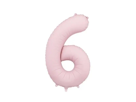 Balon foliowy cyfra 6 86cm jasny różowy - PartyDeco