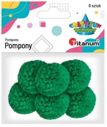 Pompony włóczkowe 3cm zielone 6szt. - Titanum
